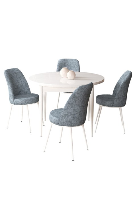 Hanah Home Juego de Mesa y Sillas de Comedor de 5 Piezas Blanco y Gris Hanah Home Juego de Mesa y Sillas de Comedor de 5 Piezas Blanco y Gris